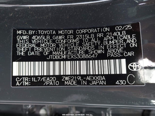 Toyota Corolla Hybrid Xle 2025 JTDBCMFEXS3088647 Image 9