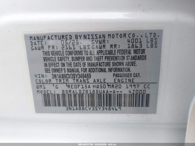 Nissan SENTRA SV 2025 3N1AB8CV3SY348469 Image 9