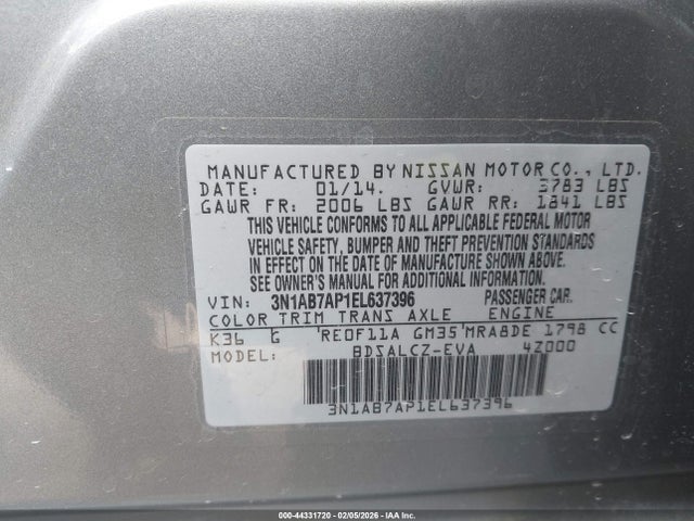 Nissan SENTRA S 2014 3N1AB7AP1EL637396 Image 9