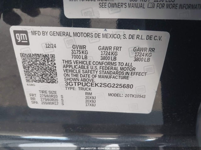 3GTPUCEK2SG225680 GMC Sierra 1500 4wd Short Box Elevation With 3sb