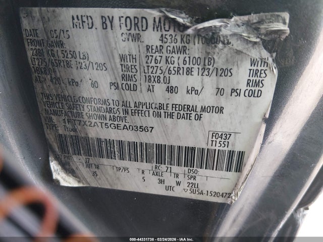 1FT7X2AT5GEA03567 Ford F-250 Xlt