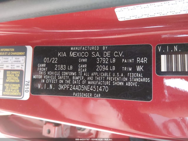 KIA Forte Lxs 2022 3KPF24AD5NE451470 Image 9