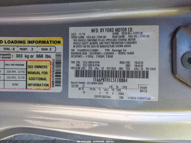 2020 FORD MUSTANG 1FA6P8TH1L5118884 Photo 8