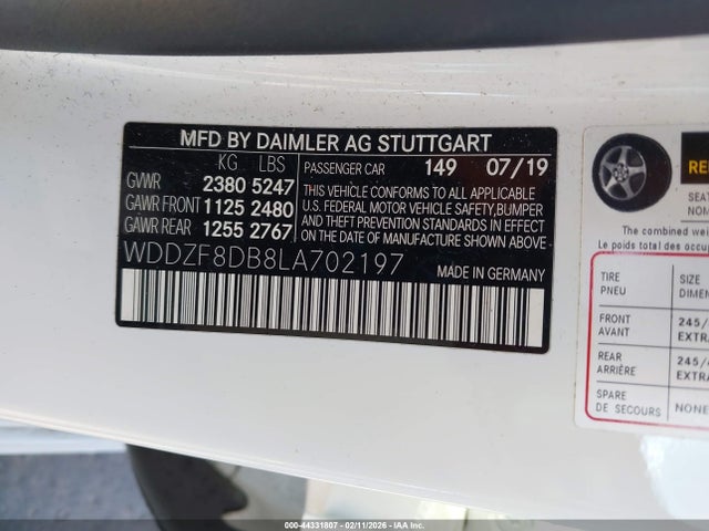 Aukcja sprzedaży 2020 Mercedes-benz E 350, vin: WDDZF8DB8LA702197, numer aukcji: 44331807