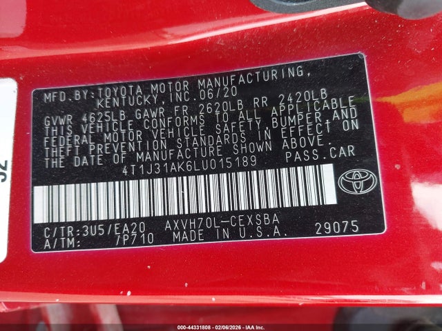 4T1J31AK6LU015189 Toyota Camry Se Hybrid