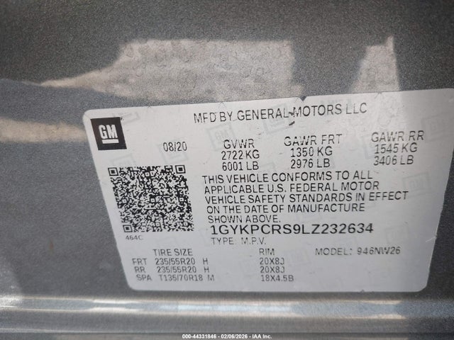 Продаж на аукціоні авто 2020 Cadillac Xt6 Fwd Premium Luxury, vin: 1GYKPCRS9LZ232634, номер лоту: 44331846