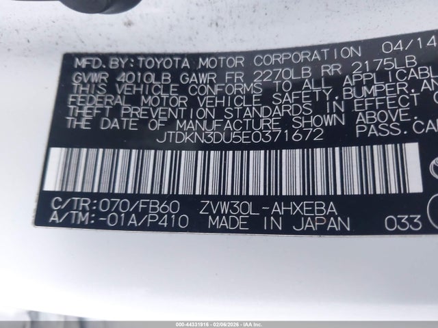 Toyota Prius Two 2014 JTDKN3DU5E0371672 Image 9