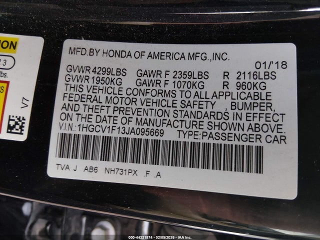1HGCV1F13JA095669 Honda ACCORD LX