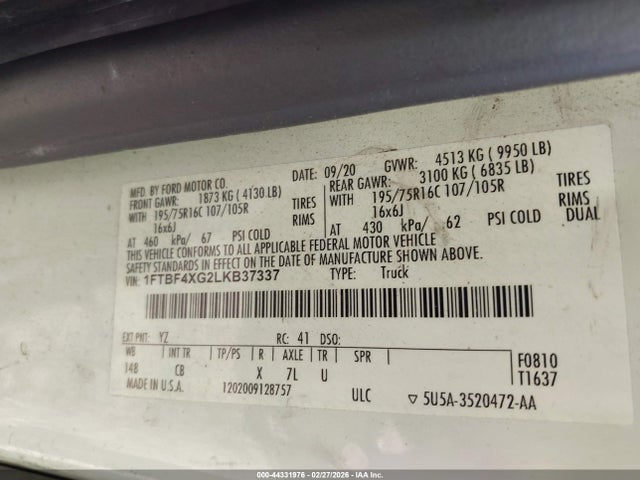 1FTBF4XG2LKB37337 Ford Transit-350 Cargo Van