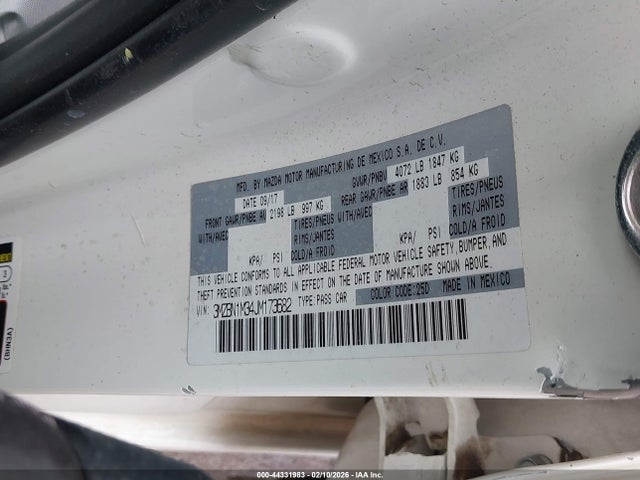Продажа на аукционе авто 2018 Mazda Mazda3 Grand Touring, vin: 3MZBN1M34JM173682, номер лота: 44331983