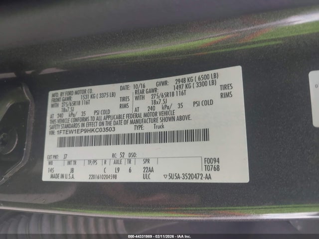 1FTEW1EP9HKC03503 Ford F-150 Xlt