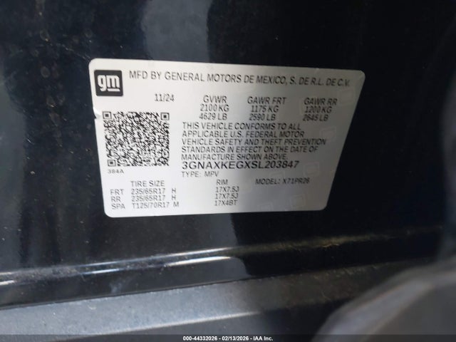 3GNAXKEGXSL203847 Chevrolet Equinox Fwd Activ