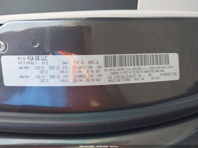 44332087 :رقم المزاد ، 2C4RC1GG1LR104157 vin ، 2020 Chrysler Pacifica Limited مزاد بيع