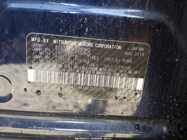 2019 MITSUBISHI OUTLANDER JA4JZ4AX8KZ009776 Photo 8