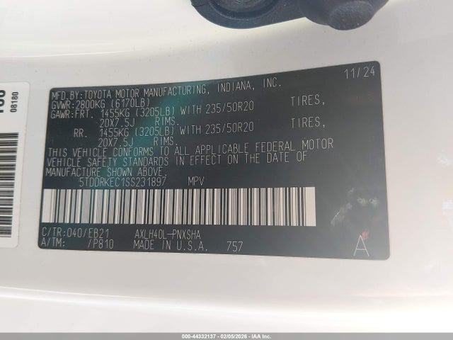 5TDDRKEC1SS231897 Toyota Sienna Xse