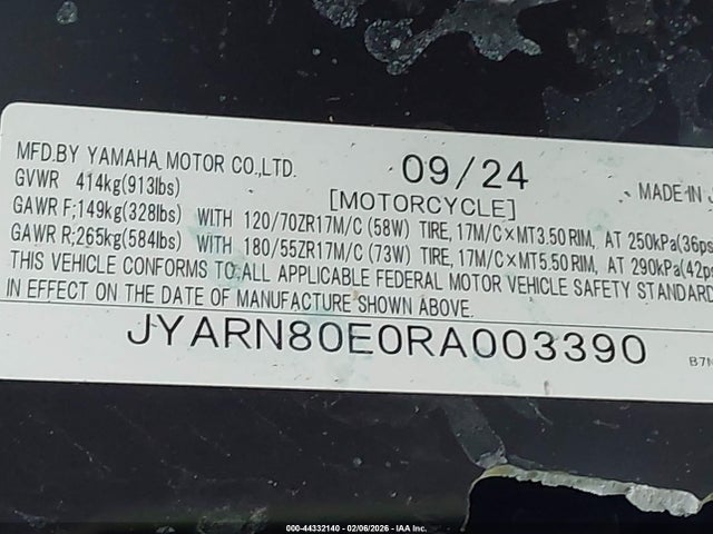 JYARN80E0RA003390 Yamaha Mtm890