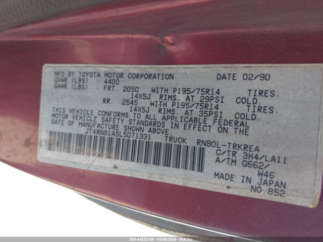 1990 TOYOTA PICKUP JT4RN81A5L5071331 Photo 8
