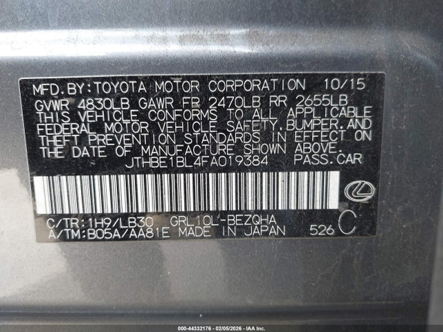 Lexus GS 350 2015 JTHBE1BL4FA019384 Image 9