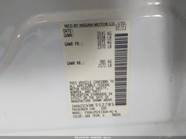 1N4AZ1CV1MC552785 Nissan Leaf Sv 40 Kwh