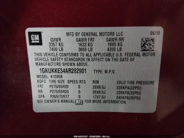 Aukcja sprzedaży 2010 Gmc Yukon Xl 1500 Slt, vin: 1GKUKKE34AR282901, numer aukcji: 44332187