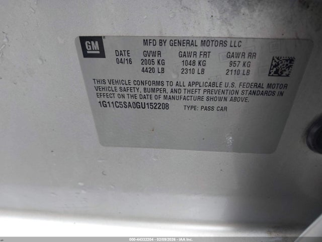 1G11C5SA0GU152208 Chevrolet Malibu Limited Lt