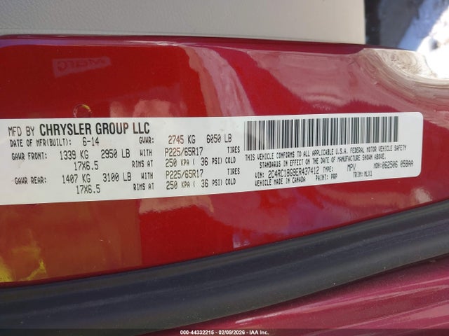44332215 :رقم المزاد ، 2C4RC1BG9ER437412 vin ، 2014 Chrysler Town & Country Touring مزاد بيع