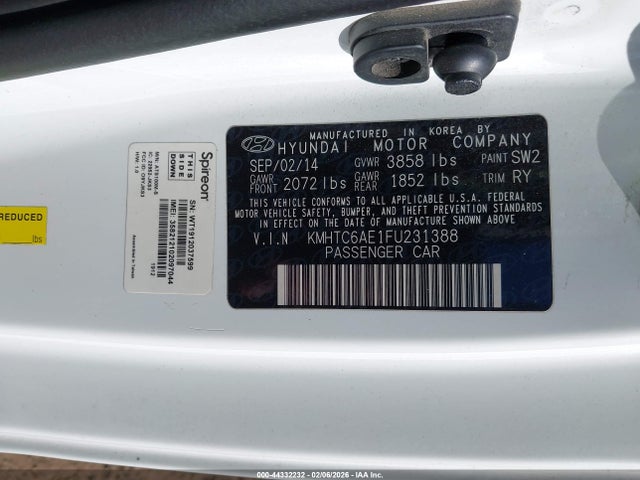 2015 HYUNDAI VELOSTER KMHTC6AE1FU231388 Photo 8