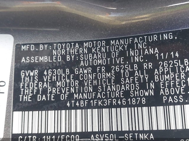 4T4BF1FK3FR461878 Toyota CAMRY LE