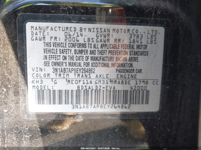 3N1AB7AP8EY264862 Nissan SENTRA SV