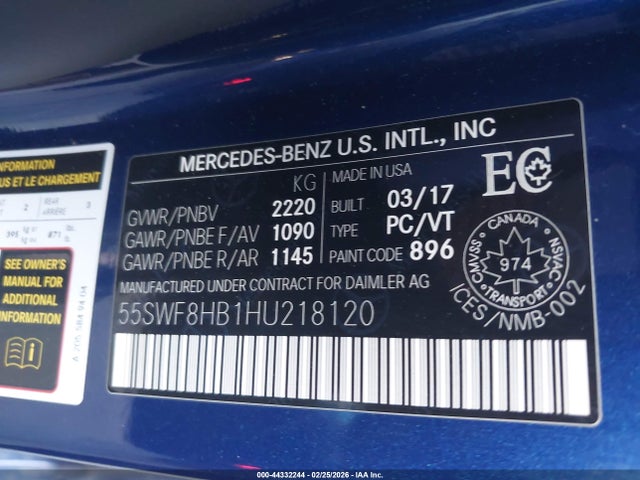 2017 MERCEDES-BENZ AMG C 63 55SWF8HB1HU218120 Photo 8