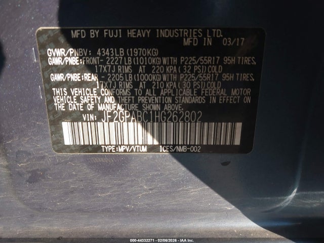 Subaru Crosstrek 2.0i Premium 2017 JF2GPABC1HG262802 Image 9