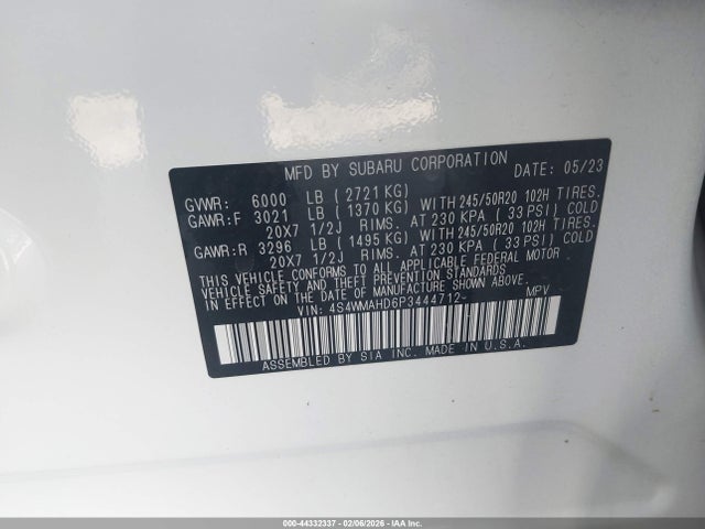 4S4WMAHD6P3444712 Subaru Ascent Onyx Edition 7-passenger