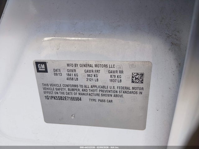 1G1PK5SB2E7166984 Chevrolet CRUZE LT