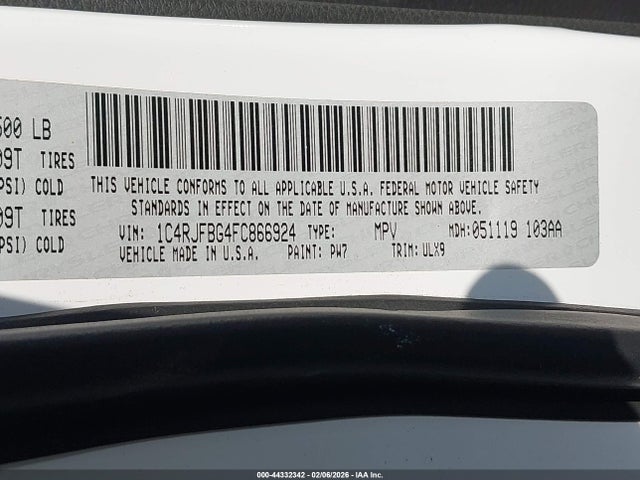 Jeep Grand Cherokee Limited 2015 1C4RJFBG4FC866924 Image 9