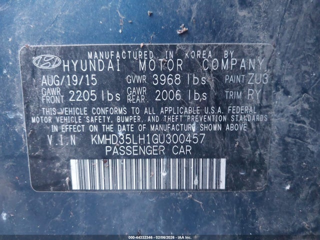 KMHD35LH1GU300457 Hyundai ELANTRA GT