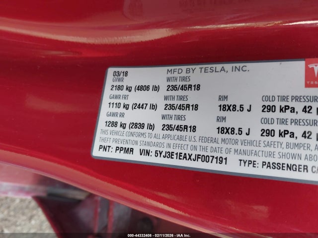 2018 TESLA MODEL 3 5YJ3E1EAXJF007191 Photo 8