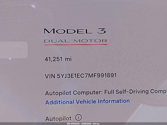 Продажа на аукционе авто 2021 Tesla Model 3 Performance Dual Motor All-wheel Drive, vin: 5YJ3E1EC7MF991891, номер лота: 44332416