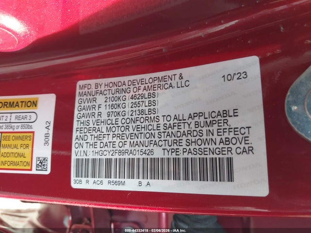 1HGCY2F89RA015426 Honda Accord Hybrid Touring