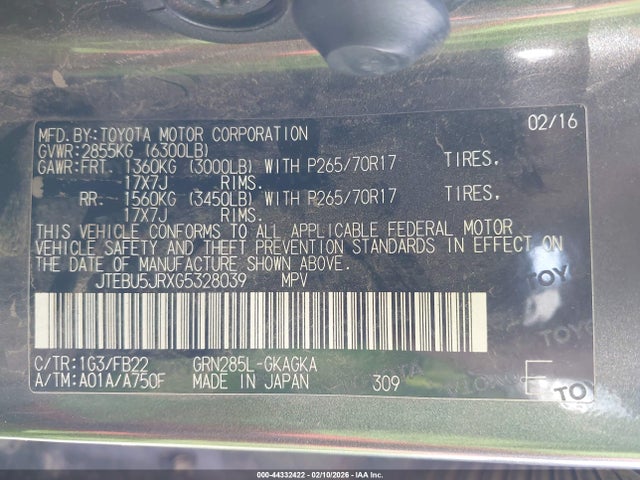 2016 TOYOTA 4RUNNER JTEBU5JRXG5328039 Photo 8