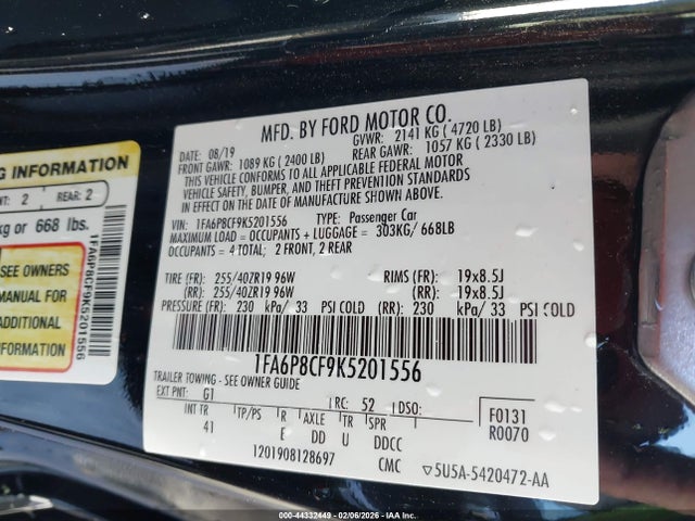 Ford Mustang Gt Premium 2019 1FA6P8CF9K5201556 Image 9