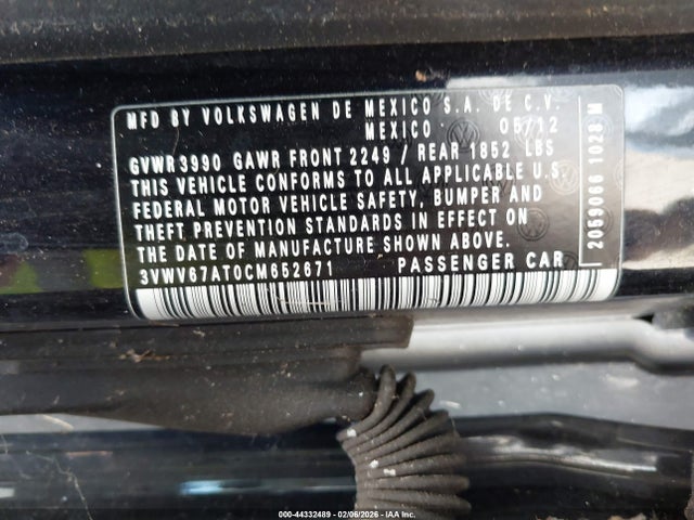 Продаж на аукціоні авто 2012 Volkswagen Beetle 2.0t, vin: 3VWV67AT0CM652671, номер лоту: 44332489