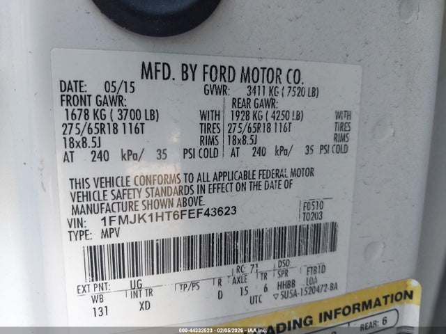 2015 FORD EXPEDITION EL 1FMJK1HT6FEF43623 Photo 8