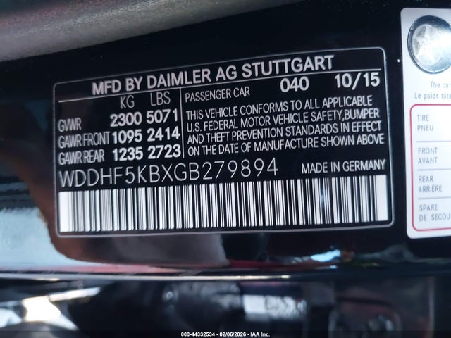 44332534 :رقم المزاد ، WDDHF5KBXGB279894 vin ، 2016 Mercedes-benz E 350 مزاد بيع