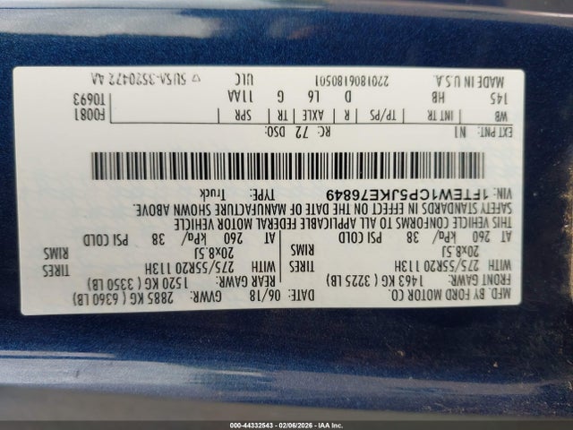 1FTEW1CP5JKE76849 Ford F-150 Lariat