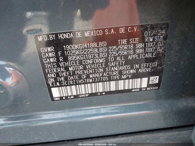 3CZRZ1H57RM737705 Honda Hr-v 2wd Sport/2wd Sport W/o Bsi