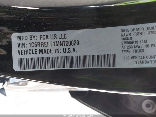 1C6RREFT1MN750020 RAM 1500 Big Horn 4x2 5&#039;7 Box