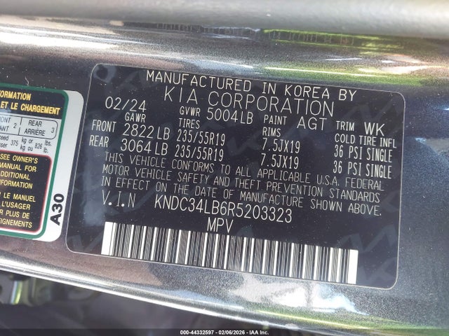 KNDC34LB6R5203323 KIA EV6 LIGHT