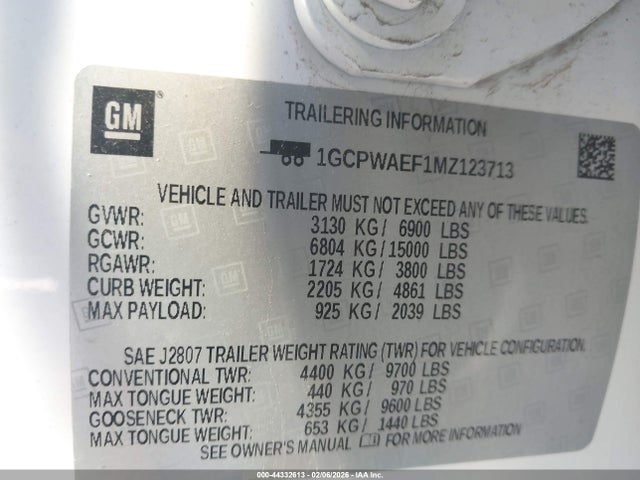 2021 CHEVROLET SILVERADO 1500 1GCPWAEF1MZ123713 Photo 8