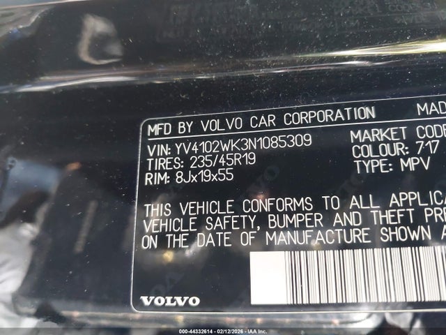 2022 Volvo V60 Cross Country T5 მანქანა იყიდება აუქციონზე, vin: YV4102WK3N1085309, აუქციონის ნომერი: 44332614