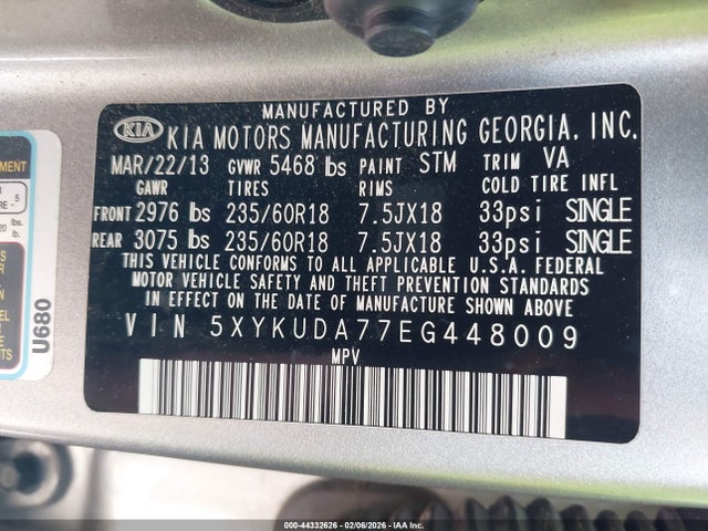 5XYKUDA77EG448009 KIA Sorento Ex V6
